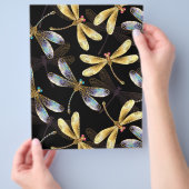 Naadloos patroon met gouden libellen flyer (Hand)