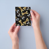 Naadloos patroon met gouden libellen flyer (Hand)
