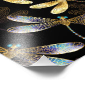 Naadloos patroon met gouden libellen foto afdruk (Hoek)