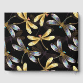 Naadloos patroon met gouden libellen gastenboek (Achterkant)