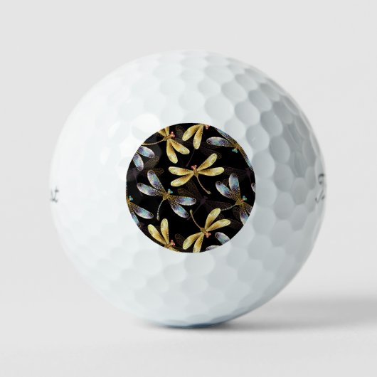 Naadloos patroon met gouden libellen golfballen (Voorkant)