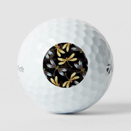 Naadloos patroon met gouden libellen golfballen (Voorkant)