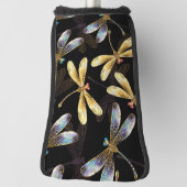 Naadloos patroon met gouden libellen golfheadcover (Draai 90)