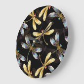 Naadloos patroon met gouden libellen grote klok (Hoek)