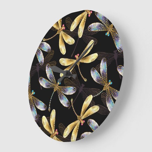 Naadloos patroon met gouden libellen grote klok (Hoek)