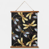 Naadloos patroon met gouden libellen hangend wandkleed (Voorkant)