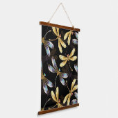 Naadloos patroon met gouden libellen hangend wandkleed (Gebogen)