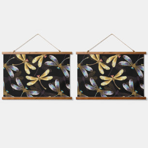 Naadloos patroon met gouden libellen hangend wandkleed