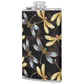 Naadloos patroon met gouden libellen heupfles (Links)