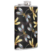 Naadloos patroon met gouden libellen heupfles (Rechts)