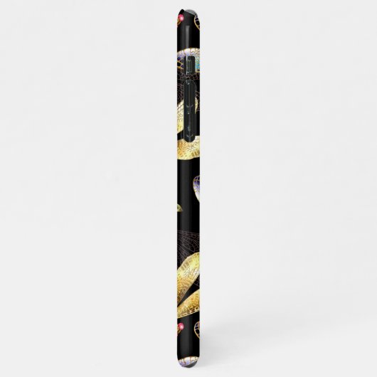 Naadloos patroon met gouden libellen iPhone hoesje (Linkerkant)