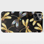 Naadloos patroon met gouden libellen iPhone hoesje (Achterkant horizontaal)