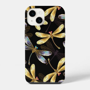 Naadloos patroon met gouden libellen iPhone 14 hoesje