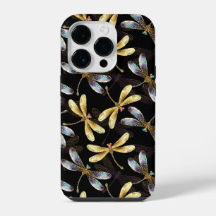 Naadloos patroon met gouden libellen iPhone 14 plus hoesje