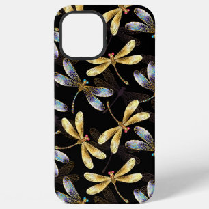 Naadloos patroon met gouden libellen iPhone 12 pro max hoesje