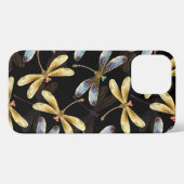 Naadloos patroon met gouden libellen iPhone hoesje (Achterkant horizontaal)