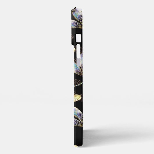 Naadloos patroon met gouden libellen iPhone hoesje (Linkerkant)