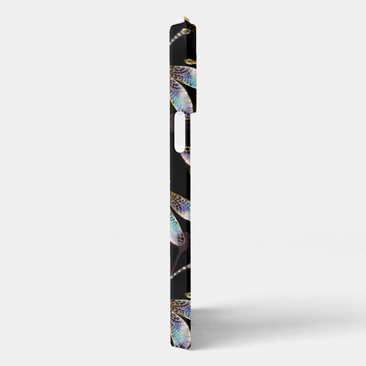 Naadloos patroon met gouden libellen iPhone hoesje (Rechterkant)