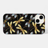 Naadloos patroon met gouden libellen iPhone hoesje (Achterkant horizontaal)