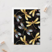 Naadloos patroon met gouden libellen kaart (Voorkant / Achterkant in situ)