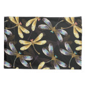 Naadloos patroon met gouden libellen kussensloop (Achterkant)