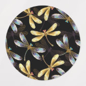 Naadloos patroon met gouden libellen labels (Design 1)