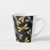 Naadloos patroon met gouden libellen latte mok (Rechts)