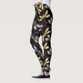 Naadloos patroon met gouden libellen leggings (Links)