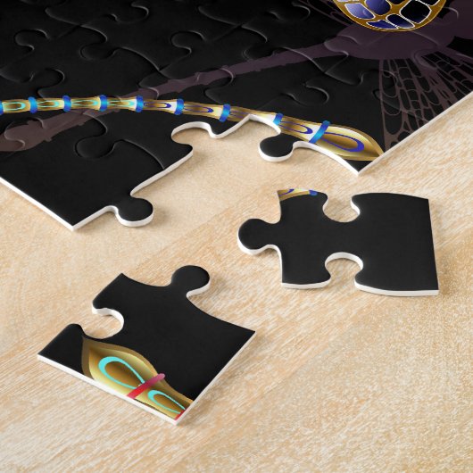 Naadloos patroon met gouden libellen legpuzzel (Zijkant)