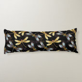 Naadloos patroon met gouden libellen lichaamskussen (Achterkant)