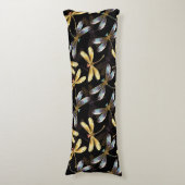 Naadloos patroon met gouden libellen lichaamskussen (Voorkant Verticaal)