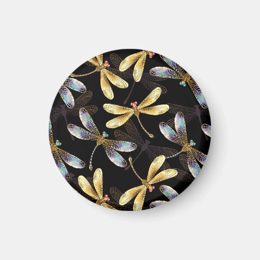 Naadloos patroon met gouden libellen magneet (Voorkant)