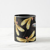 Naadloos patroon met gouden libellen mok (Midden)