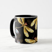 Naadloos patroon met gouden libellen mok (Voorkant links)