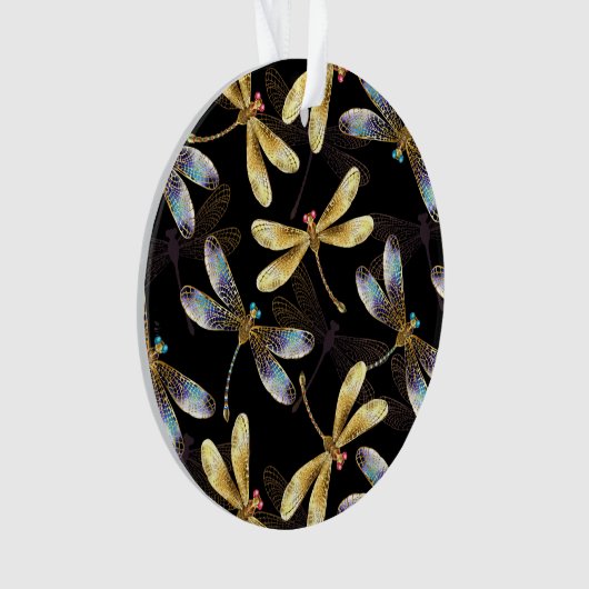 Naadloos patroon met gouden libellen ornament (voorkant)