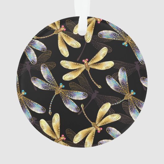 Naadloos patroon met gouden libellen ornament (achterkant)