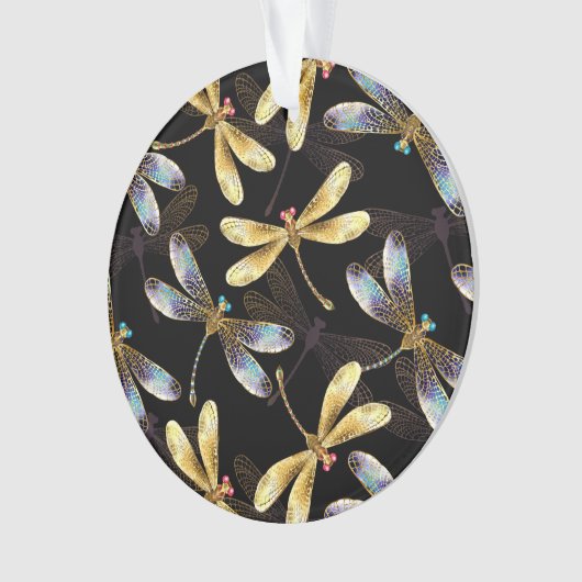 Naadloos patroon met gouden libellen ornament (voorkant)