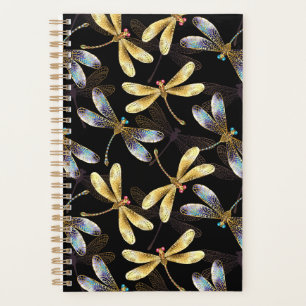 Naadloos patroon met gouden libellen planner