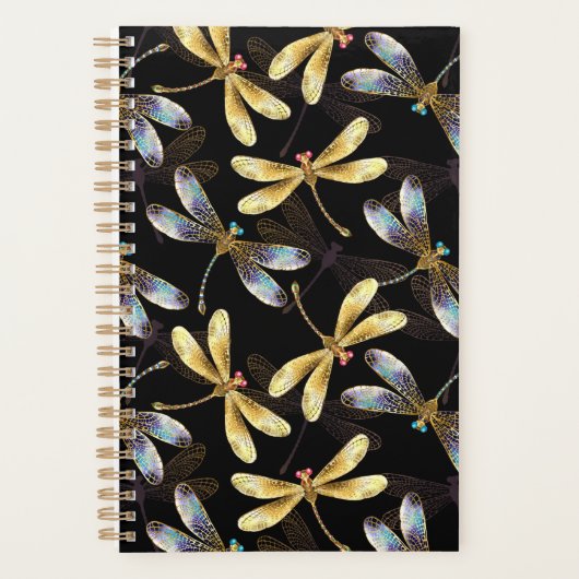 Naadloos patroon met gouden libellen planner (Voorkant)
