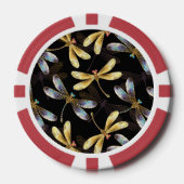 Naadloos patroon met gouden libellen poker chips (Voorkant)