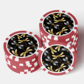 Naadloos patroon met gouden libellen poker chips (Opstapeling)