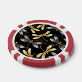 Naadloos patroon met gouden libellen poker chips (Enkel)