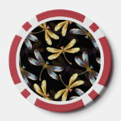 Naadloos patroon met gouden libellen poker chips (Achterkant)