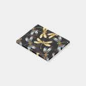 Naadloos patroon met gouden libellen post-it® notes (Schuin)