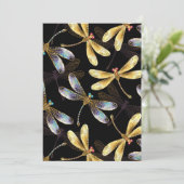 Naadloos patroon met gouden libellen programmakaart (Staand voorkant)