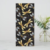 Naadloos patroon met gouden libellen programmakaart (Staand voorkant)