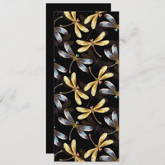 Naadloos patroon met gouden libellen programmakaart (Voorkant / Achterkant)