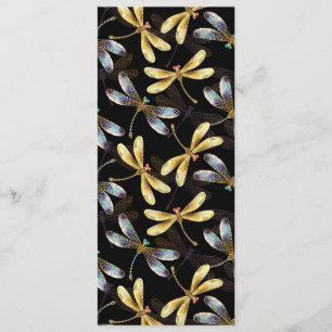 Naadloos patroon met gouden libellen programmakaart