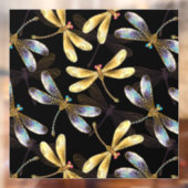 Naadloos patroon met gouden libellen raamsticker (Vel 2)