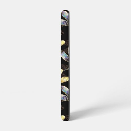 Naadloos patroon met gouden libellen samsung galaxy hoesje (Linkerkant)